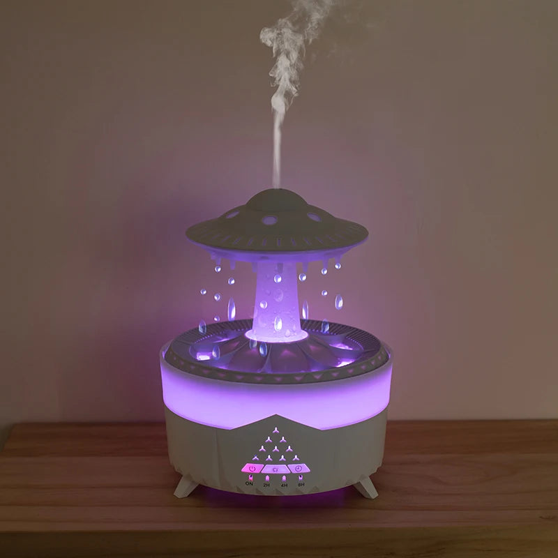 Raindrop Aroma Diffuser Humidifier Night Light 350ml 7 Colors LED Lamp Ultrasonic Remote Control Rain Cloud Aroma Diffuser
