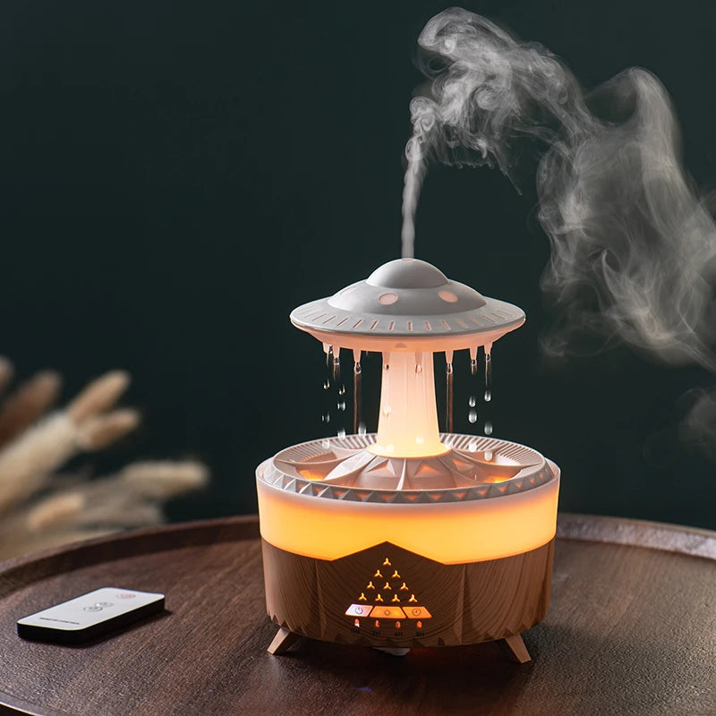 Raindrop Aroma Diffuser Humidifier Night Light 350ml 7 Colors LED Lamp Ultrasonic Remote Control Rain Cloud Aroma Diffuser