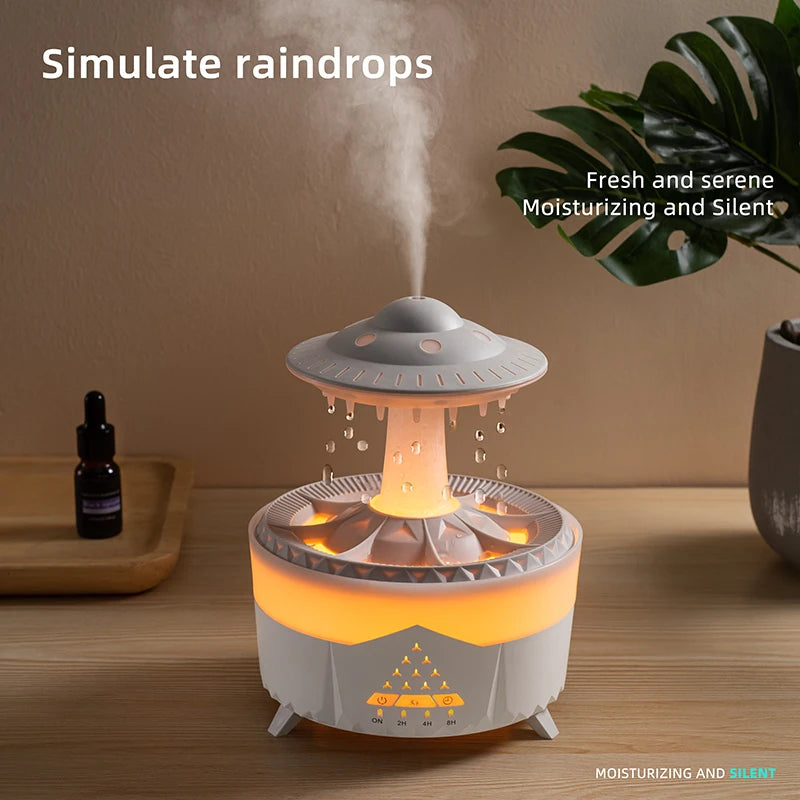 Raindrop Aroma Diffuser Humidifier Night Light 350ml 7 Colors LED Lamp Ultrasonic Remote Control Rain Cloud Aroma Diffuser