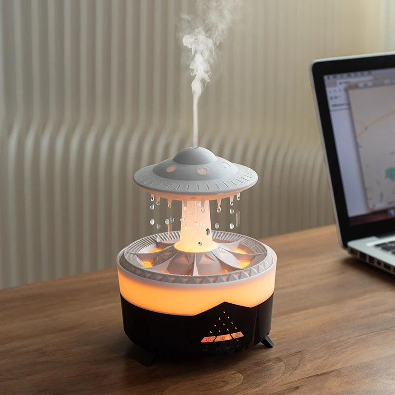 Raindrop Aroma Diffuser Humidifier Night Light 350ml 7 Colors LED Lamp Ultrasonic Remote Control Rain Cloud Aroma Diffuser