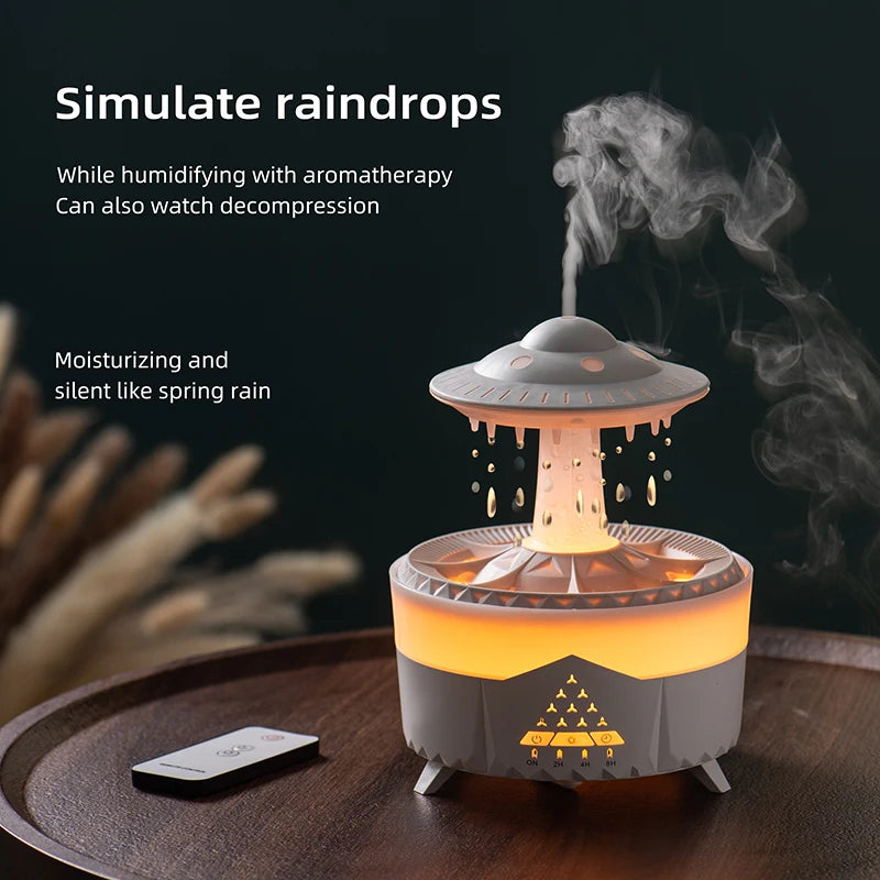 Raindrop Aroma Diffuser Humidifier Night Light 350ml 7 Colors LED Lamp Ultrasonic Remote Control Rain Cloud Aroma Diffuser