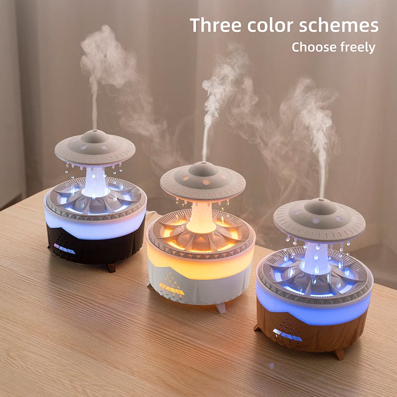 Raindrop Aroma Diffuser Humidifier Night Light 350ml 7 Colors LED Lamp Ultrasonic Remote Control Rain Cloud Aroma Diffuser