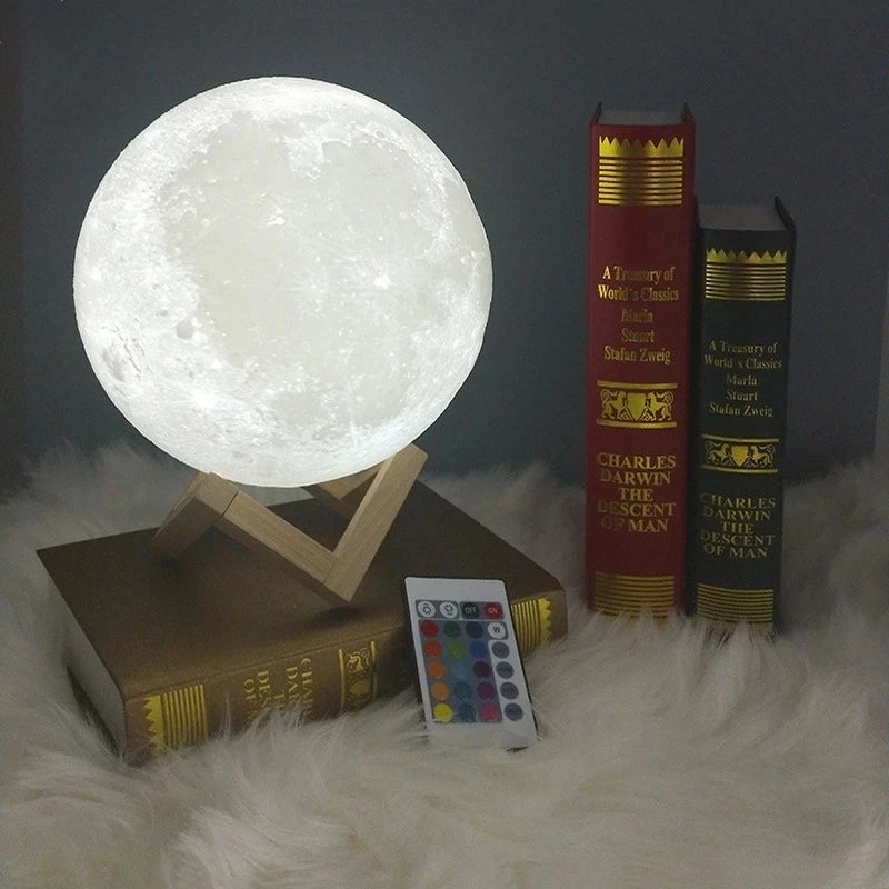 2022 Trending Lamp Creative 3D Print Galaxy Moon Lamp Led Night Light Battery Models Moon Decor Bedroom Lover Children Gift