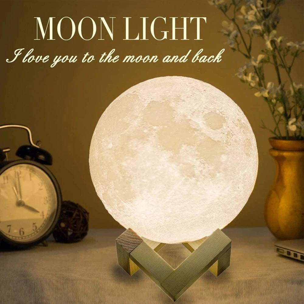 2022 Trending Lamp Creative 3D Print Galaxy Moon Lamp Led Night Light Battery Models Moon Decor Bedroom Lover Children Gift